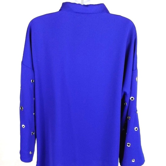 Alberto Makali Blue 3/4 Sleeve Grommet Embellished 2-Piece Tunic Top Set Women L - Picture 5 of 15